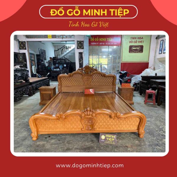 GIƯỜNG HOA HỒNG TRÁM GỖ GÕ