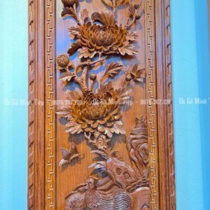 TRANH TỨ QUÝ ĐỤC CHẠM KÊNH BONG GỖ HƯƠNG ĐÁ