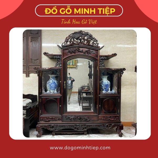 TỦ CHÙA VUÔNG ĐỤC CẢNH CHIM HOA
