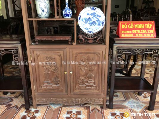 TỦ BÀY ĐỒ SOI CHỈ ĐÁNH CHAY GỖ GỤ 70