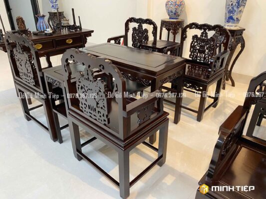 BỘ GHẾ VÁCH DƠI ĐỈNH GỖ GỤ