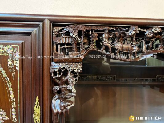 TỦ CHÈ CÁNH BẰNG KHẢM TÍCH VĂN VƯƠNG BỆ NGŨ PHÚC