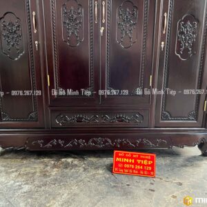 TỦ QUẦN ÁO GỖ GỤ 3 BUỒNG 4 CÁNH