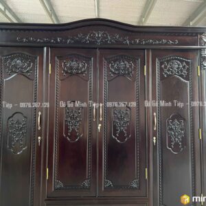 TỦ QUẦN ÁO GỖ GỤ 3 BUỒNG 4 CÁNH
