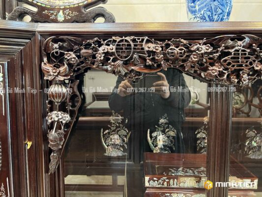 TỦ CHÈ CÁNH CONG TÍCH VĂN VƯƠNG ĐỘN THỀM