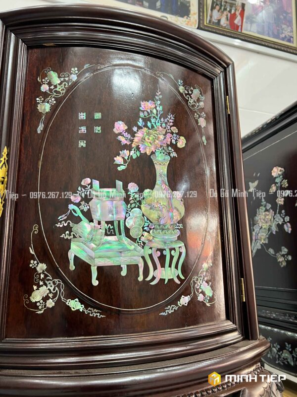 TỦ CHÈ CÁNH CONG KHẢM ĐÔNG BÍCH