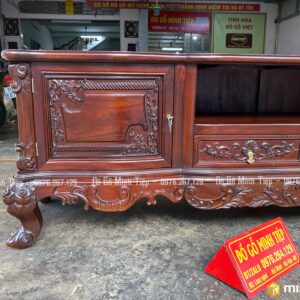 KỆ TIVI HOA LÁ TÂY GỖ GỤ