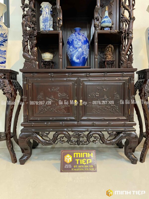 Tủ Bày đồ chạm trúc ma điểu 858