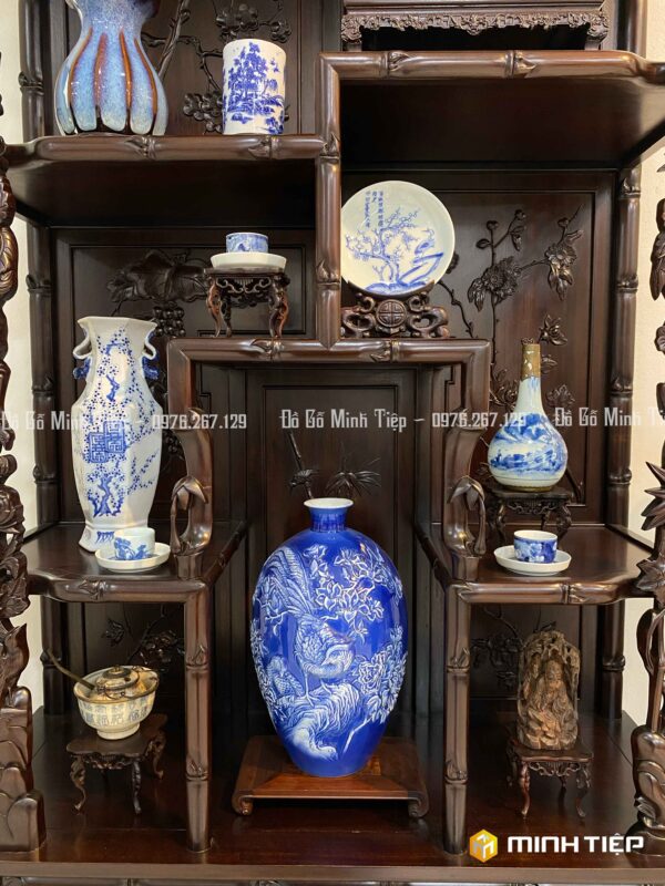 Tủ Bày đồ chạm trúc ma điểu