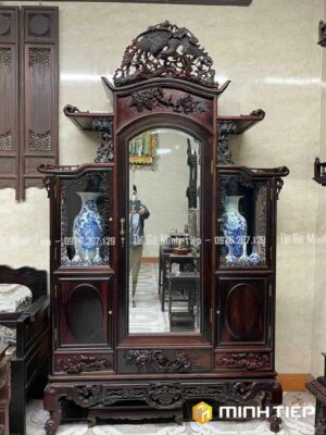 TỦ CHÙA VUÔNG ĐỤC CẢNH CHIM HOA