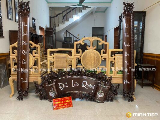 CUỐN THƯ MAI THỌ KHẢM ỐC GỖ GỤ