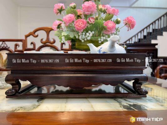 KHAY TRÀ TRƠN GỖ TRẮC CHÂN QUỲ