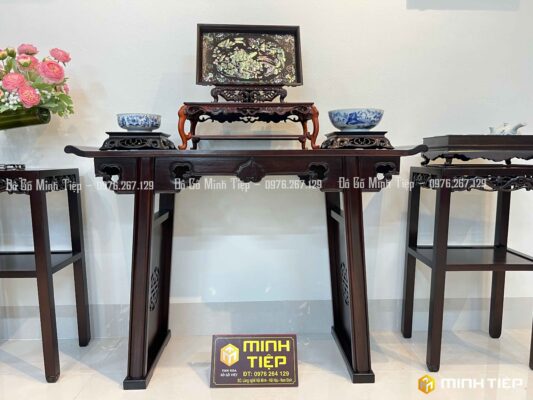 BÀN MINH TRIỆN THỌ TAI CONG GỖ GỤ