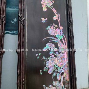 TRANH TỨ QUÝ KHẢM CHIM HOA GỖ GỤ (2)
