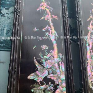 TRANH TỨ QUÝ KHẢM CHIM HOA GỖ GỤ (2)