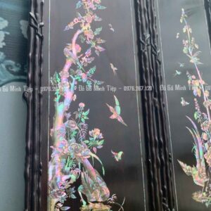 TRANH TỨ QUÝ KHẢM CHIM HOA GỖ GỤ (2)