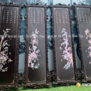 TRANH TỨ QUÝ KHẢM CHIM HOA GỖ GỤ (2)