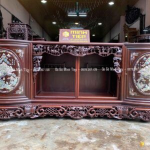 TỦ CHÈ CÁNH CONG KHẢM VĂN VƯƠNG