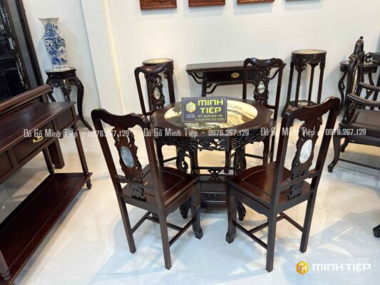BỘ GHẾ NỮ TỰA NHO 5 MÓN GỖ GỤ
