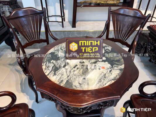 BỘ GHẾ RẺ QUẠT 5 MÓN GỖ GỤ