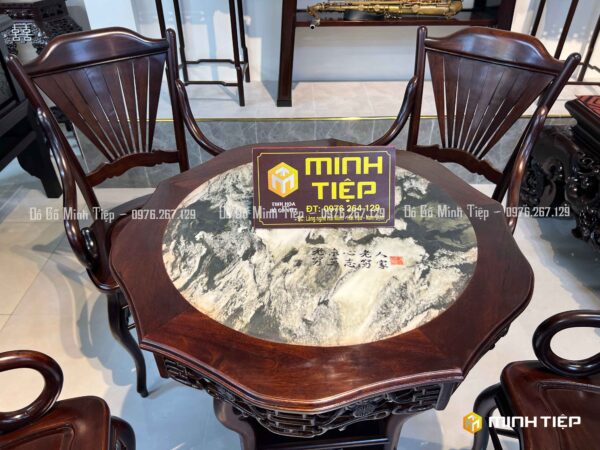 BỘ GHẾ RẺ QUẠT 5 MÓN GỖ GỤ