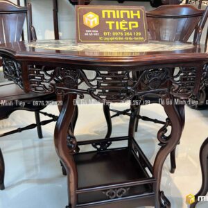 BỘ GHẾ RẺ QUẠT 5 MÓN GỖ GỤ
