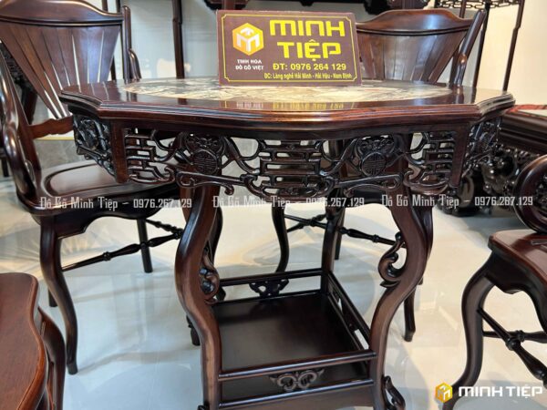 BỘ GHẾ RẺ QUẠT 5 MÓN GỖ GỤ