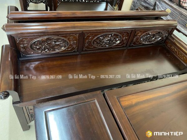 BỘ BÀN GHẾ TRƯỜNG KỶ TỨ QUÝ LÒNG CHẢO GỖ GỤ