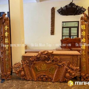 CUỐN THƯ CÂU ĐỐI PHƯỢNG GỖ GÕ