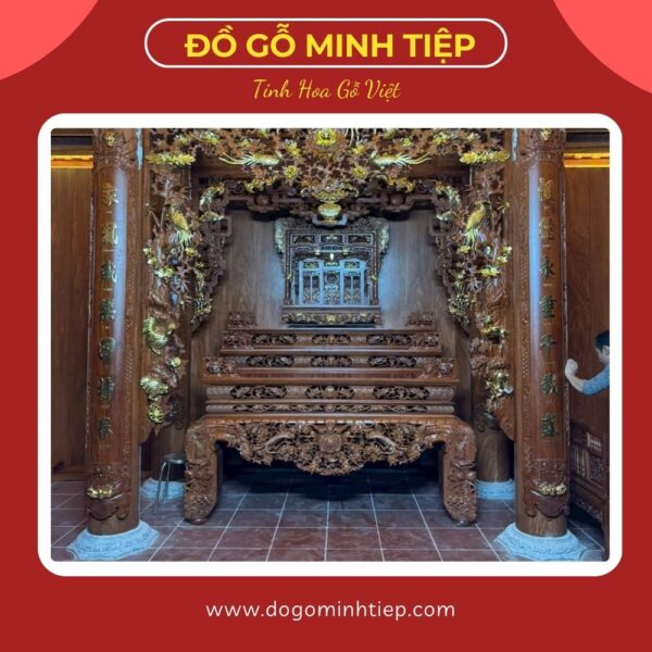 SẬP THỜ MAI CÀI THỌ TAM CẤP GỖ GÕ