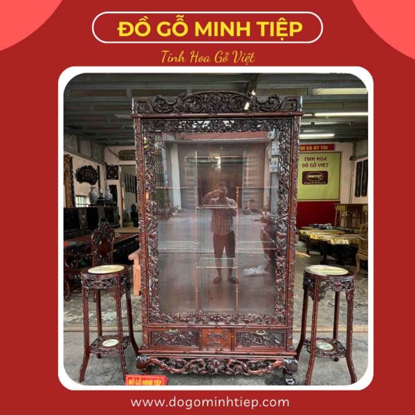 TỦ BÀY ĐỒ CHẠM TRÚC CHIM HOA