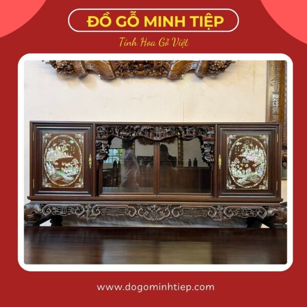 TỦ CHÈ CÁNH BẰNG KHẢM TÍCH VĂN VƯƠNG BỆ NGŨ PHÚC
