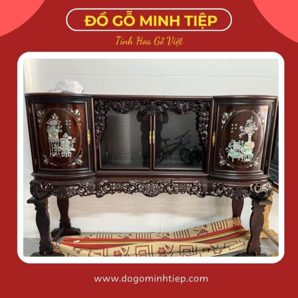 TỦ CHÈ CÁNH CONG KHẢM ĐÔNG BÍCH