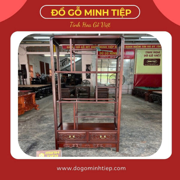 TỦ BÀY ĐỒ SOI CHỈ NGĂN KÉO ĐỤC TRIỆN GỖ GỤ