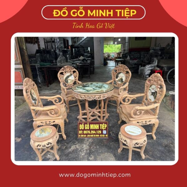 BỘ GHẾ TRÚC ĐƠN TRẦN MỘC GỖ GỤ