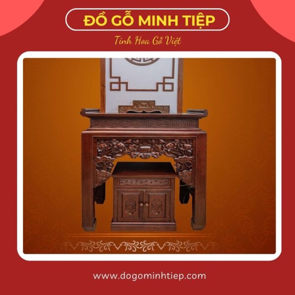Bàn Thờ Sen Hạ Nền đục tay gỗ hương