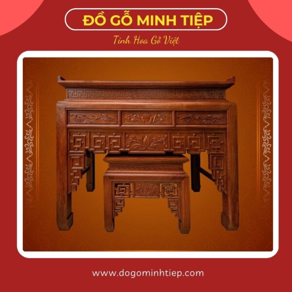 Ban Thờ Sen Hạ Nền gỗ hương 176_81_127. 26tr