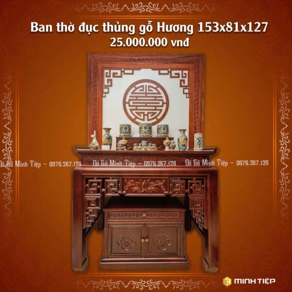 Bàn Thờ Đục Thủng Gỗ Hương 153_81_127 - 25tr