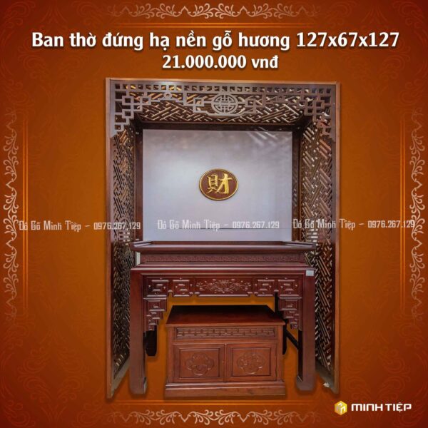 Bàn Thờ Đứng hạ nền Gỗ Hương 127_67_127 - 21tr