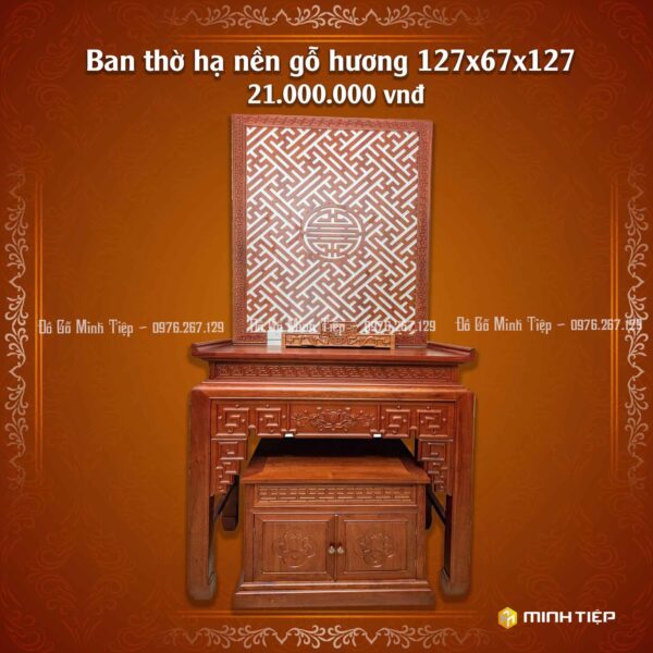 Bàn Thờ hạ nền Gỗ Hương 127_67_127 - 21tr