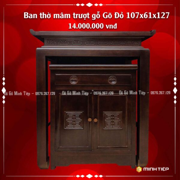 BÀN THỜ MÂM TRƯỢT GỖ ĐỎ