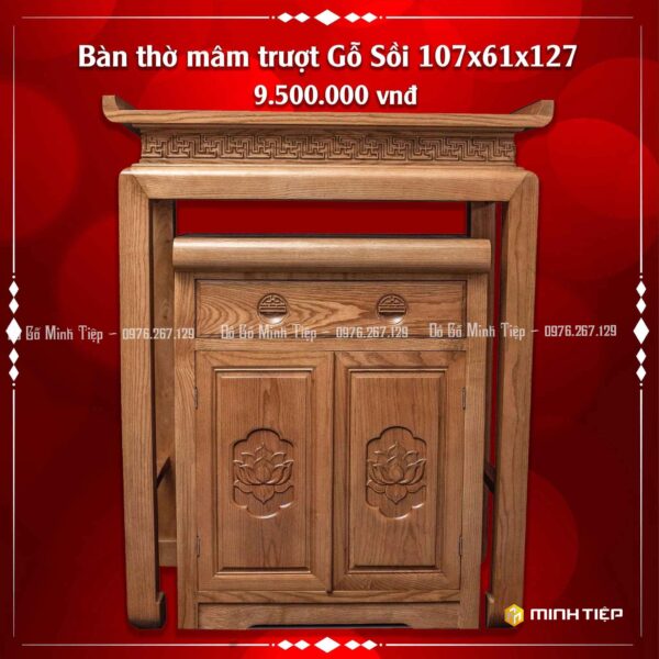 Bàn Thờ Mâm Trượt Gỗ Sồi