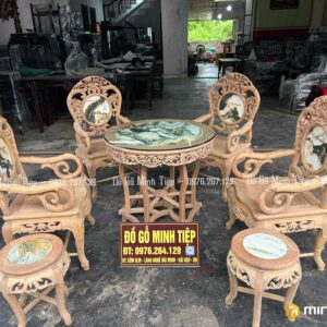BỘ GHẾ TRÚC ĐƠN TRẦN MỘC GỖ GỤ