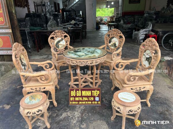 BỘ GHẾ TRÚC ĐƠN TRẦN MỘC GỖ GỤ
