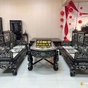 BỘ GHẾ NGŨ SƠN KHẢM ỐC GỖ GỤ
