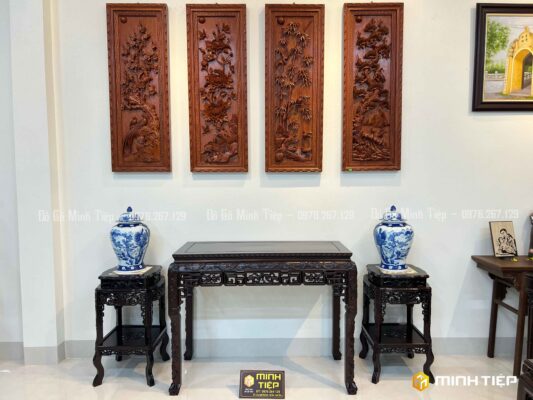 BÀN BÀY ĐỒ TRUYỆN DẮT CHÂN MÓNG GỖ GỤ