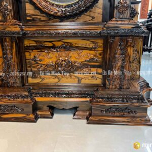 ĐỒNG HỒ QUẢ TẠ GỖ MUN HOA LÀO-(1)