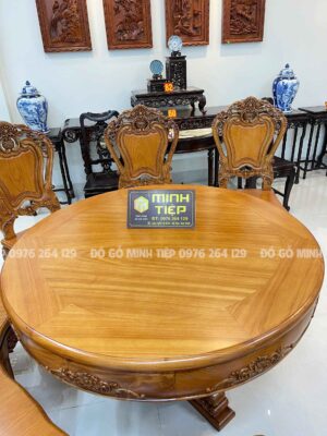 Bộ bàn ăn hoàng gia luxury 8 ghế 1 bàn tròn