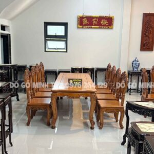BỘ BÀN ĂN HOÀNG GIA LUXURY 8 GHẾ 1 BÀN CHỮ NHẬT