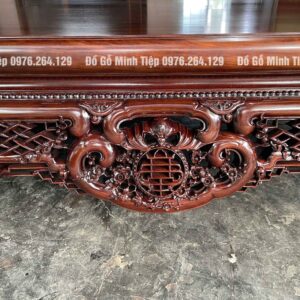Sập ngũ phúc gỗ gụ đục chạm tứ diện